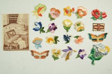 Uralt Seidenstickerei Blumen