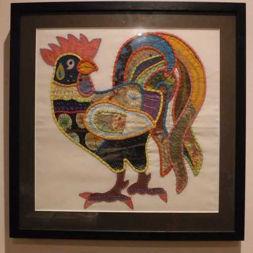 Hahn stoff kunstwerk bunt - kunstwerk,
