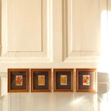 4 handgestickte botanische